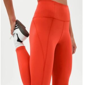 High-Waisted Orange Leggings and Bra Set